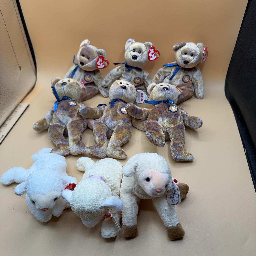 (9) Ty Beanie Baby Lot of 9 Clubby III Bear and Lamb Plush with Tags